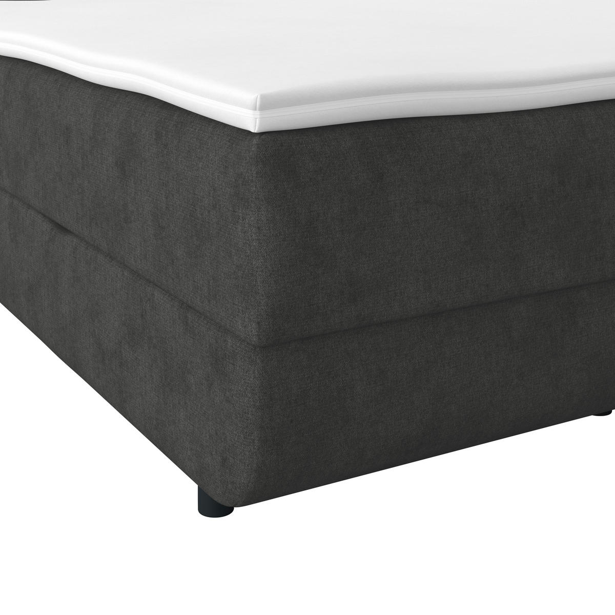 POLSTERBETT Bettkasten, Topper 180/220 cm  in Dunkelgrau  - Dunkelgrau/Schwarz, MODERN, Kunststoff/Textil (180/220cm) - MID.YOU