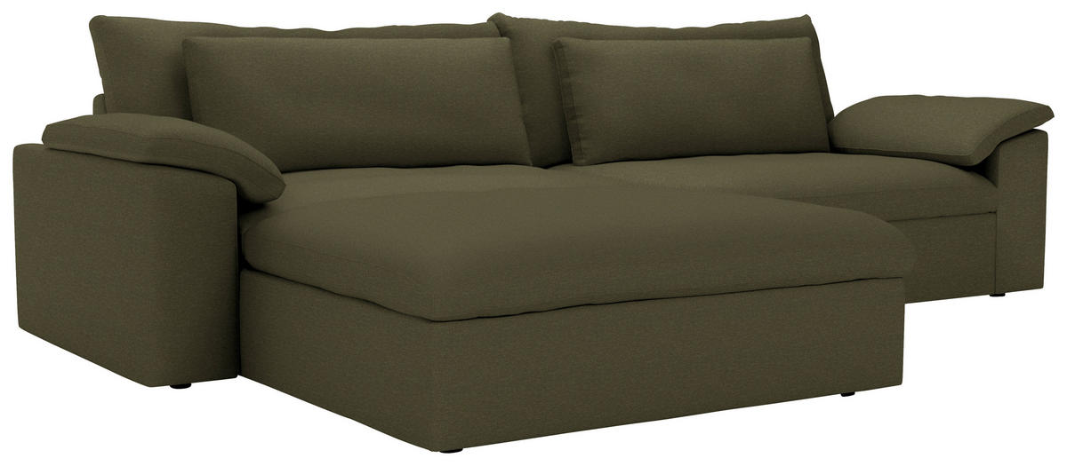 ECKSOFA  Chenille Grün  - Schwarz/Grün, Modern, Kunststoff/Textil (198/306cm) - Carryhome