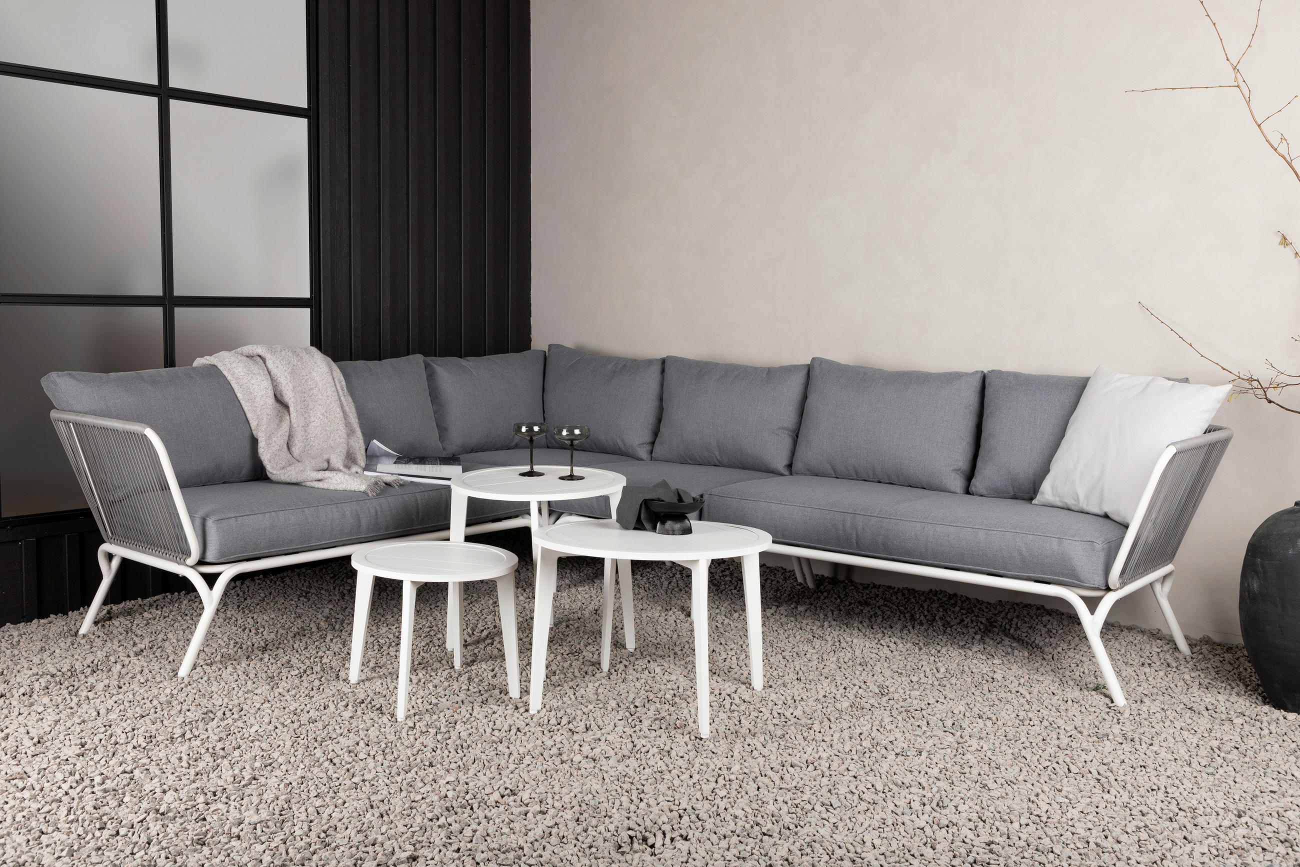 LOUNGESET  - vit/grå, Klassisk, metall/textil - Gardenson