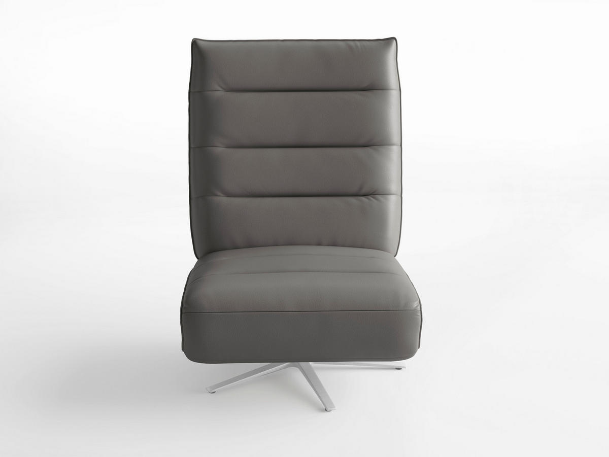RELAXSESSEL Leder Mokka  - Silberfarben/Mokka, Basics, Leder/Metall (80/109/98cm) - Sit & More