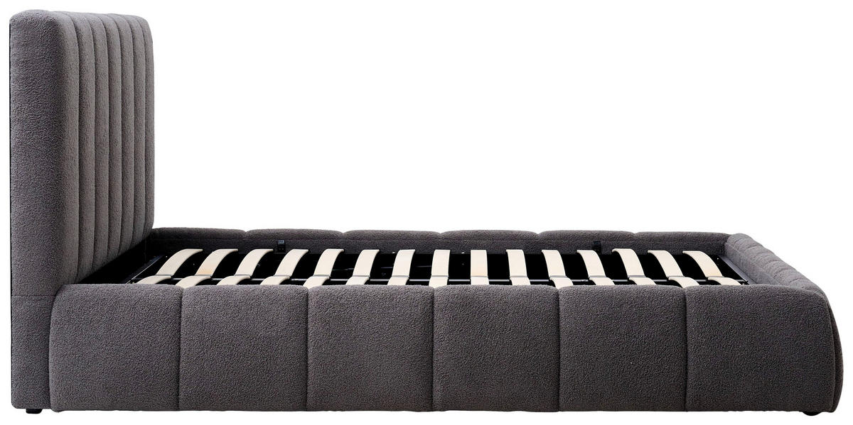 POLSTERBETT gepolstertes Kopfteil, Lattenrost, Bettkasten 180/200 cm  in Grau  - Schwarz/Naturfarben, Design, Holz/Kunststoff (180/200cm) - Boxxx