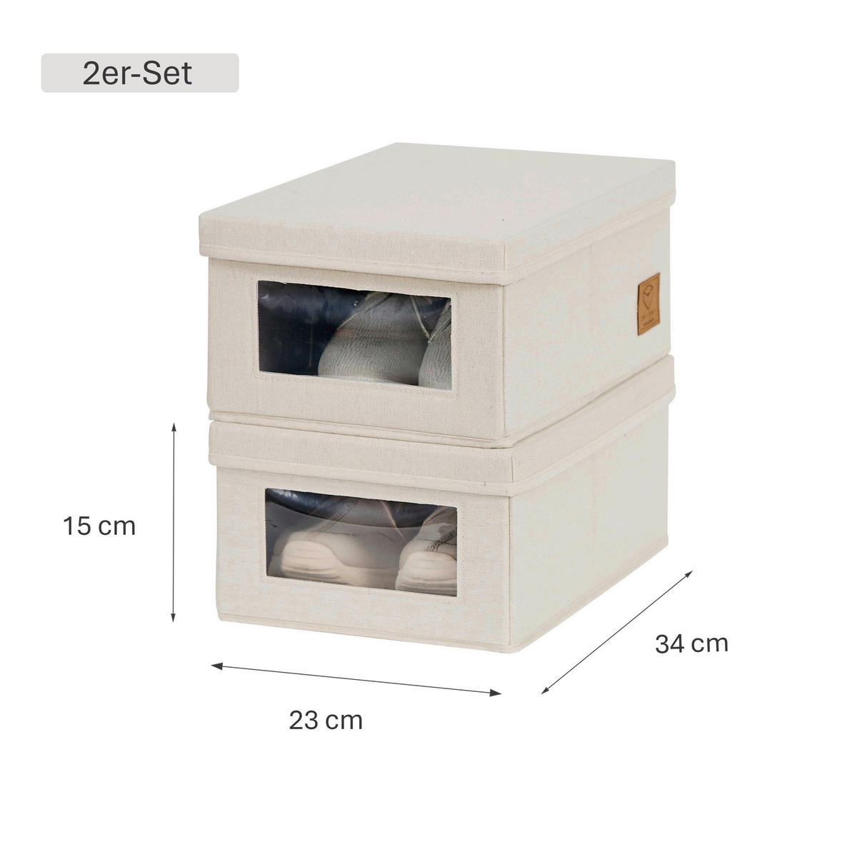 SCHUHBOX - Beige, Basics, Holzwerkstoff/Textil (34/23/15cm) - Store It