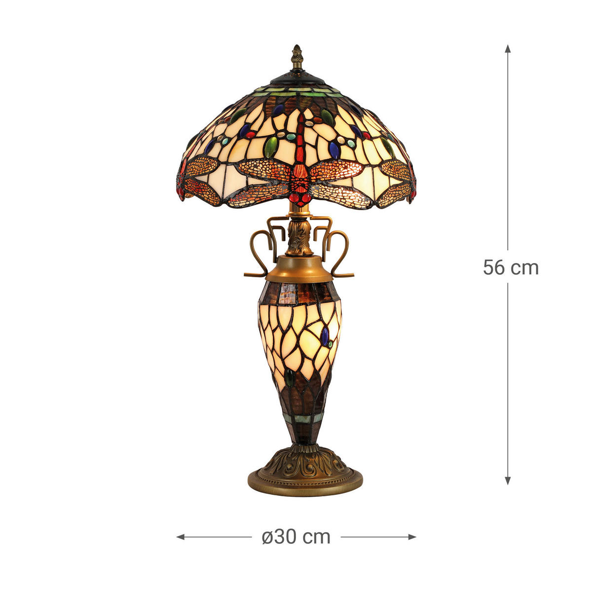 ASZTALI LÁMPA - barna/többszínű, Basics, Üveg/fém (30/56/30cm)