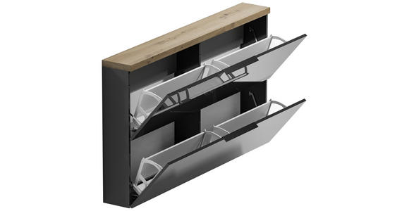 HÄNGESCHUHSCHRANK 140/82/19 cm - Eichefarben/Anthrazit Hochglanz, Design, Holzwerkstoff/Metall (140/82/19cm) - Xora