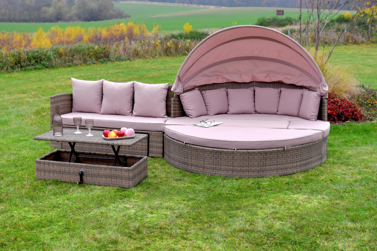 GARTENSET 8-teilig  - Naturfarben, MODERN, Kunststoff/Metall (180/147/183cm) - Gardenson