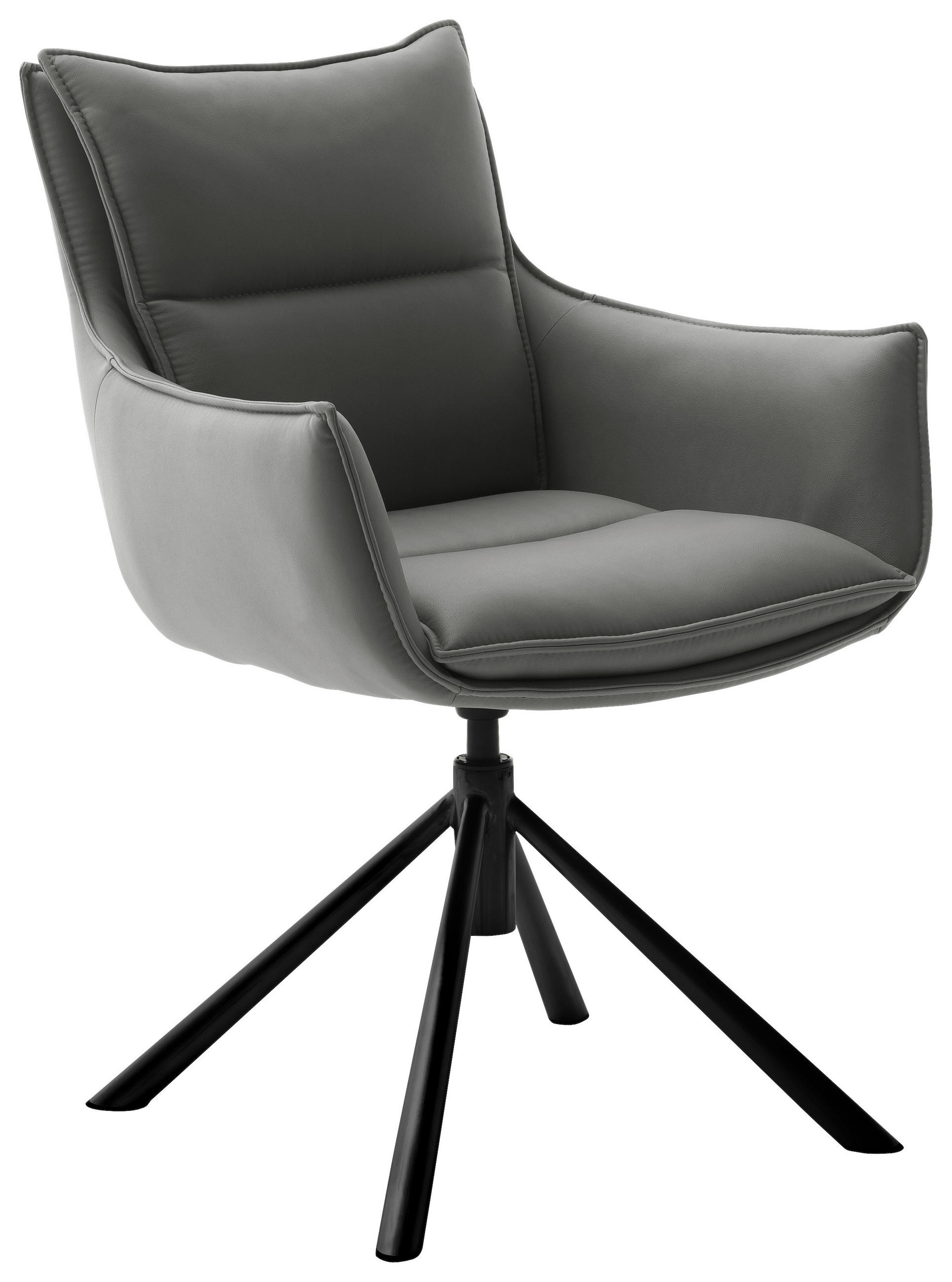 ARMLEHNSTUHL drehbar  Beinauswahl, Stoffauswahl, Typenauswahl, Sitzfläche 360° drehbar, automatische Rückholfunktion beschichtet  Anthrazit, Schwarz  - Anthrazit/Schwarz, Design, Textil/Metall (60/90/65cm) - Novel
