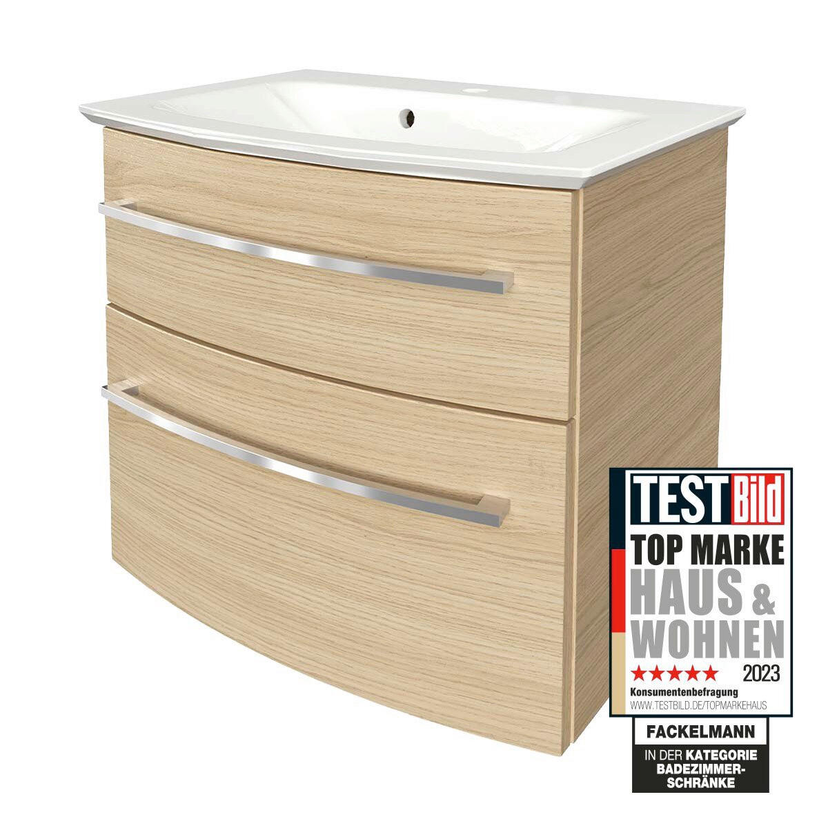 WASCHTISCHKOMBI  - Chromfarben/Eichefarben, Basics, Holzwerkstoff/Stein (63,2/54,3/46cm) - MID.YOU