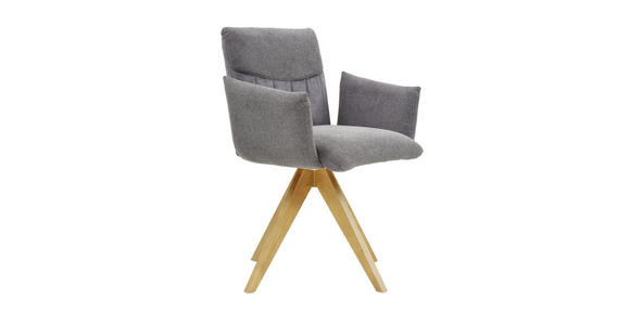 ARMLEHNSTUHL Velours, Webstoff Eiche massiv Anthrazit, Grau, Eichefarben - Eichefarben/Anthrazit, KONVENTIONELL, Holz/Textil (68/90/64cm) - Voleo
