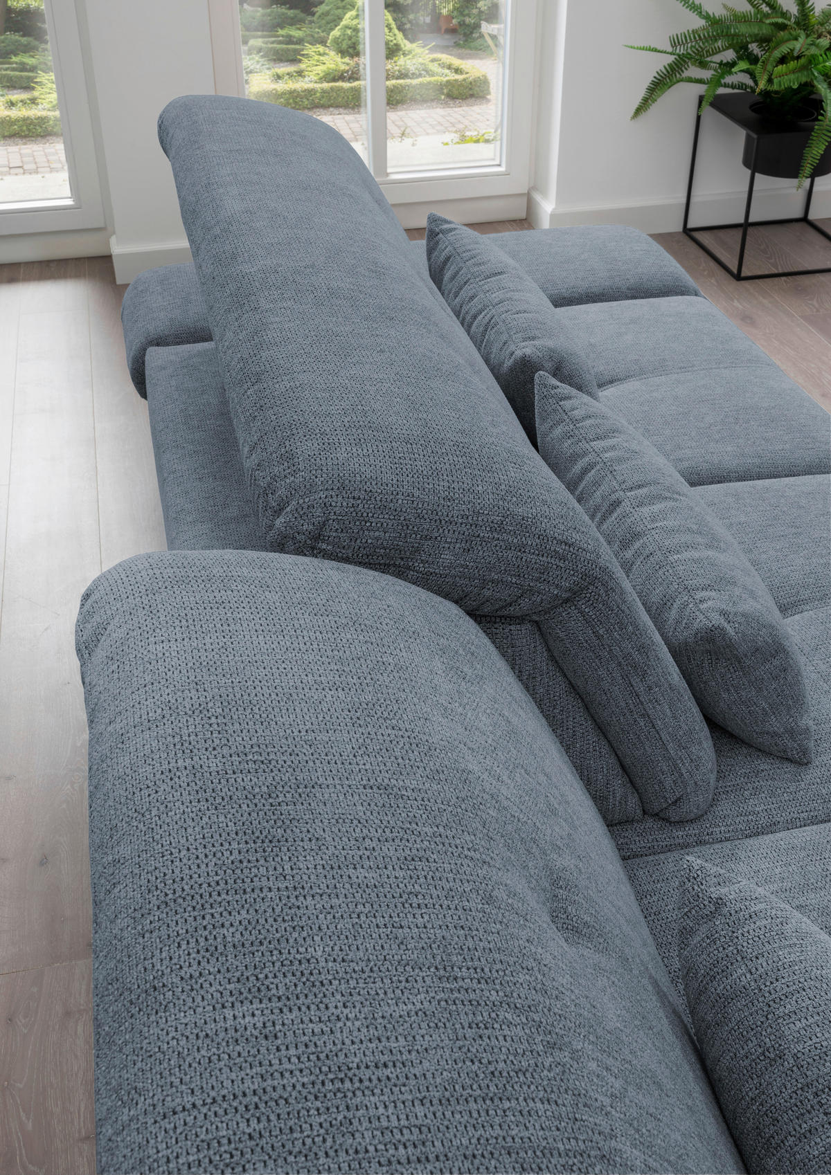 ECKSOFA in Chenille Hellblau  - Chromfarben/Hellblau, Design, Textil/Metall (196/300cm) - Livetastic