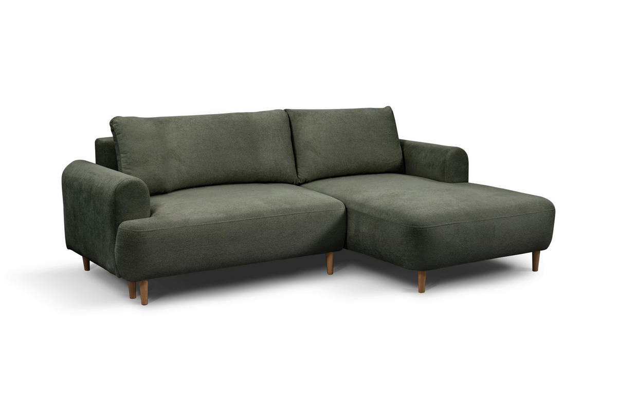 ECKSOFA Struktur Dunkelgrau  - Dunkelgrau/Naturfarben, Design, Holz/Textil (230/150cm) - MID.YOU