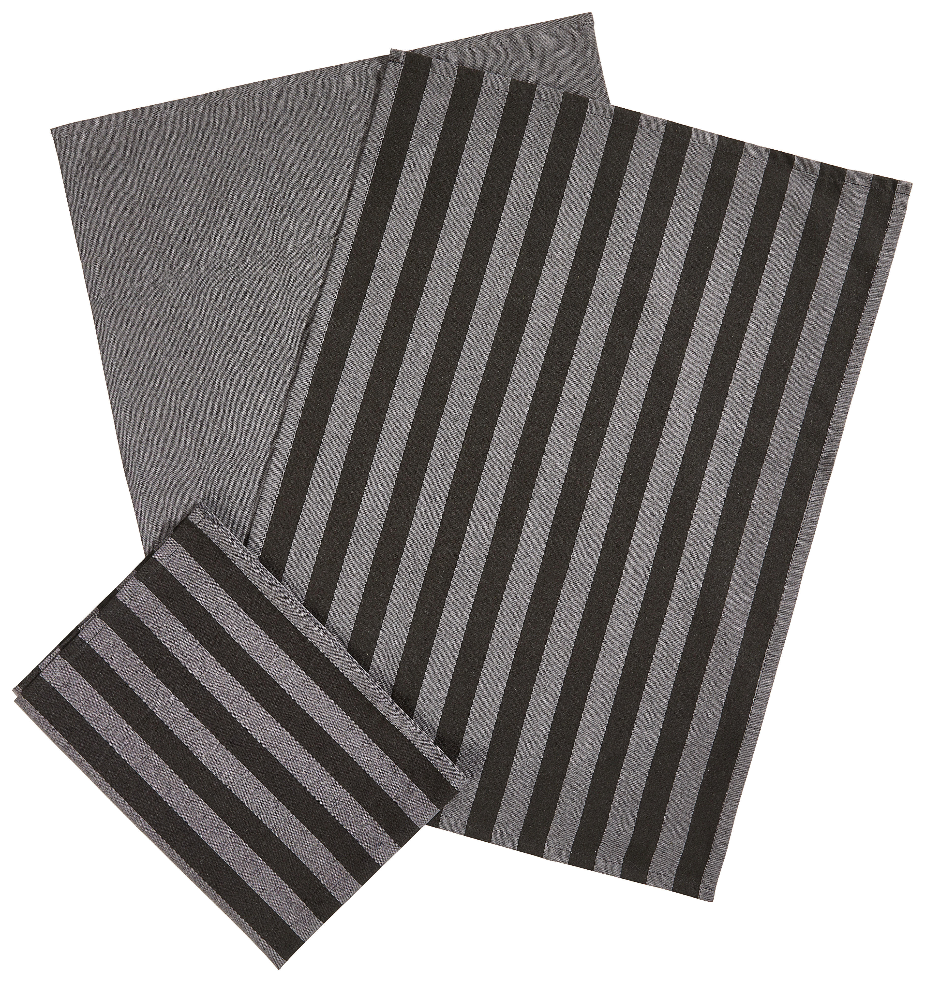 GESCHIRRTUCH-SET 3-teilig Grau, Schwarz  - Schwarz/Grau, KONVENTIONELL, Textil (50/70cm) - Esposa