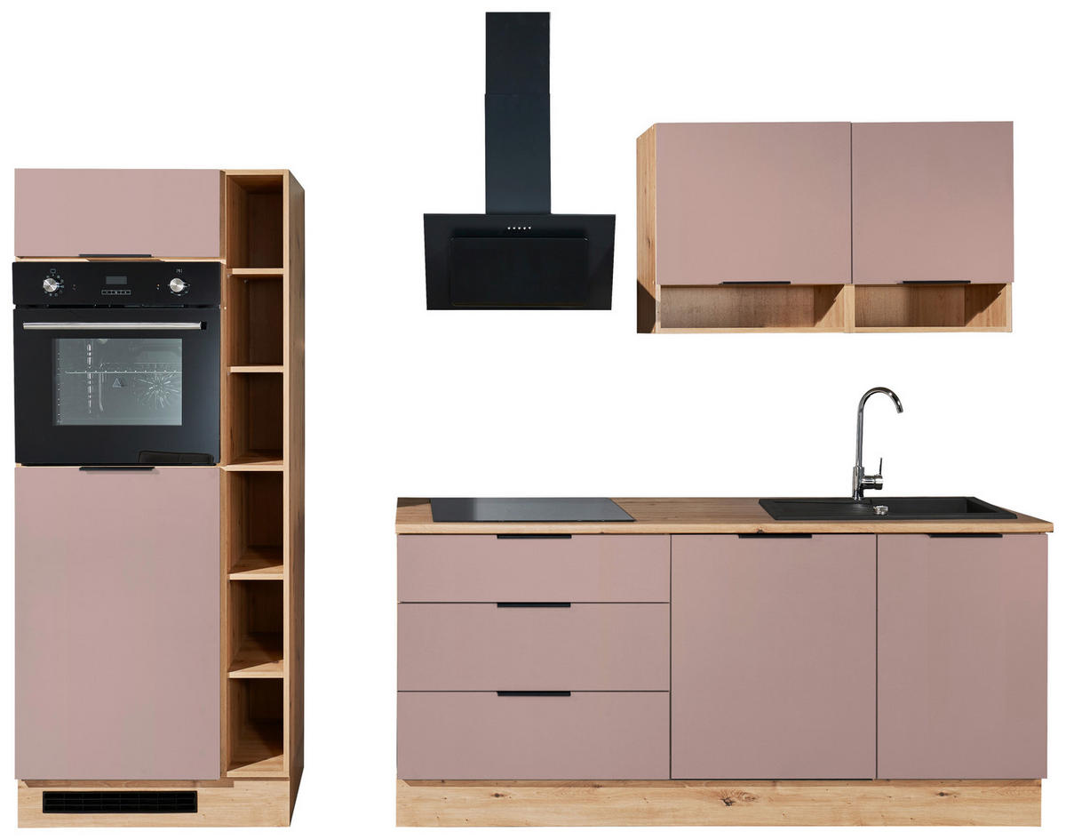 KÜCHENLEERBLOCK 270 cm   in Rosa, Eiche Artisan  - Schwarz/Eiche Artisan, Design, Holzwerkstoff/Kunststoff (270cm) - MID.YOU