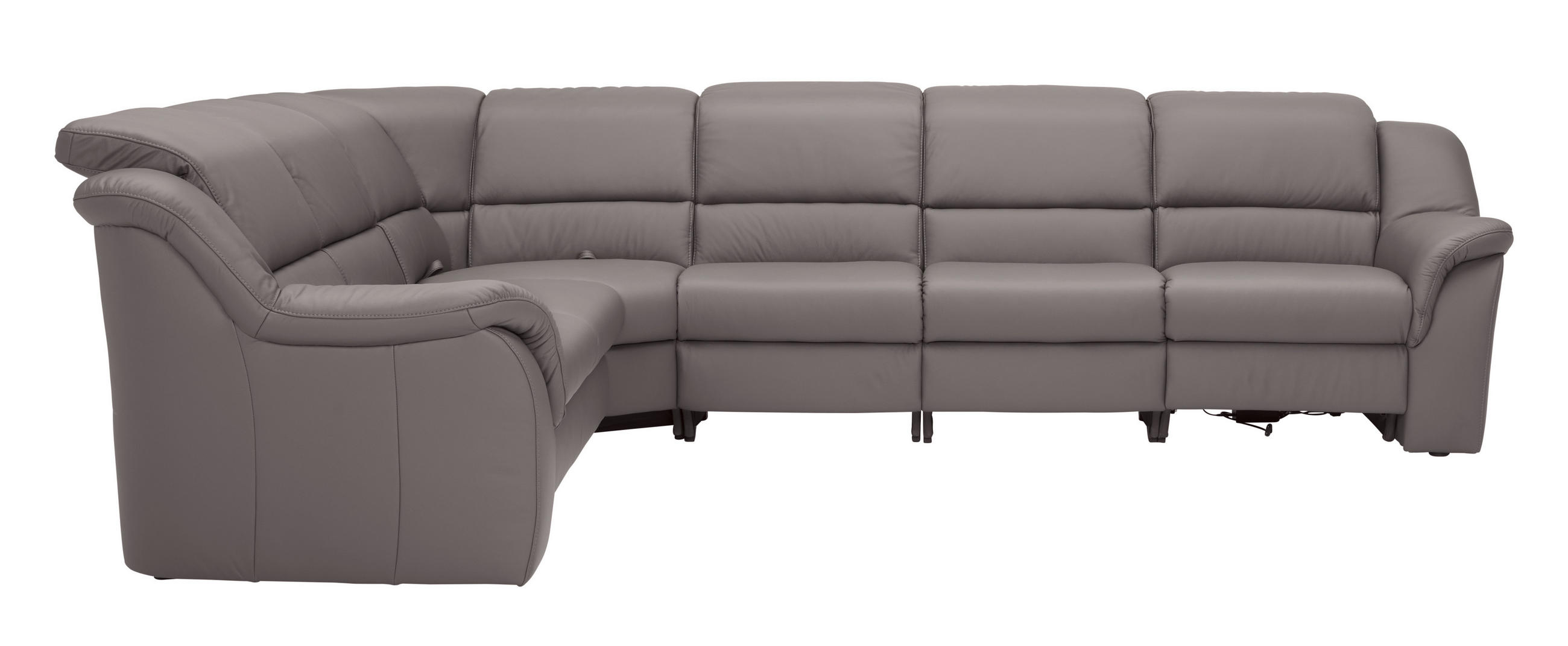 ECKSOFA Grau Echtleder  - Schwarz/Grau, KONVENTIONELL, Leder/Kunststoff (260/324cm) - Cantus