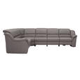 ECKSOFA Grau Echtleder  - Schwarz/Grau, KONVENTIONELL, Leder/Kunststoff (260/324cm) - Cantus