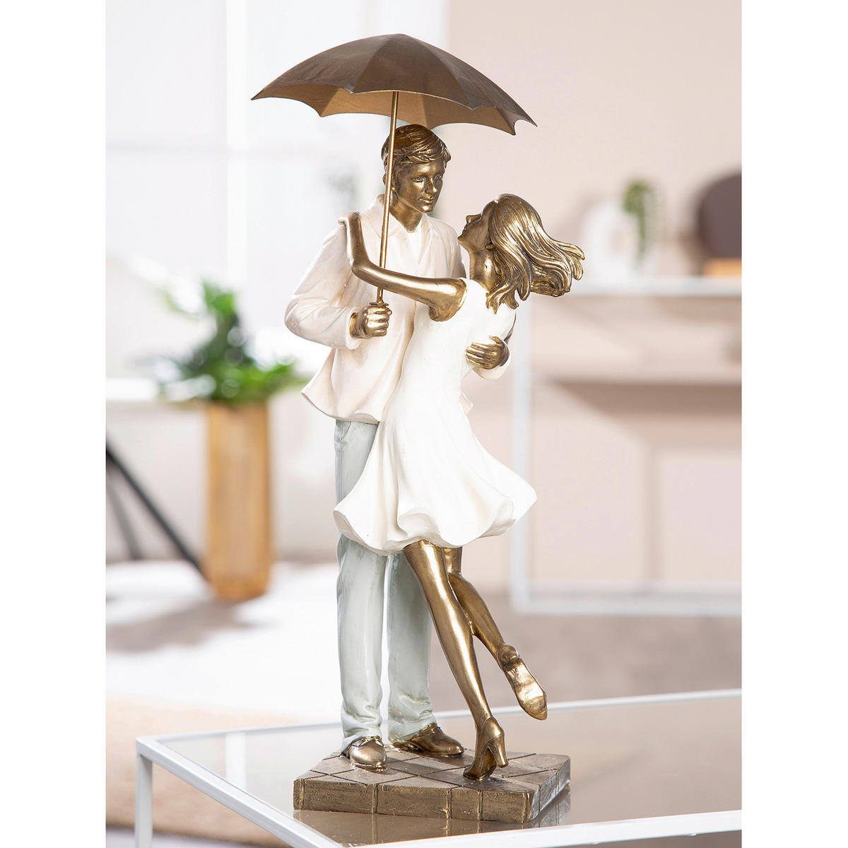 SKULPTUR - Goldfarben/Creme, Basics, Kunststoff (17/39/14,5cm)