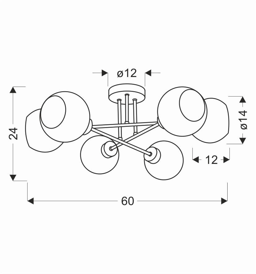 TAKLAMPA Amanda 60/60/24 cm  - vit/svart, Klassisk, metall (60/60/24cm)