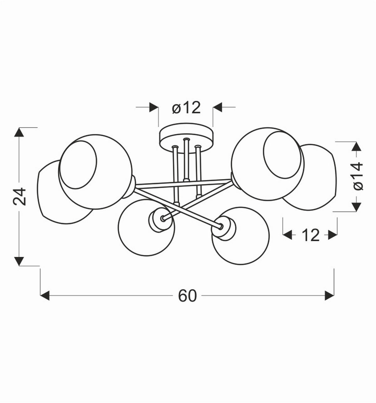 DECKENLEUCHTE    60/60/24 cm  - Goldfarben/Schwarz, KONVENTIONELL, Metall (60/60/24cm)