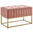 HOCKERBANK in Metall, Textil Goldfarben, Altrosa  - Goldfarben/Altrosa, LIFESTYLE, Textil/Metall (72/41/46cm) - Xora