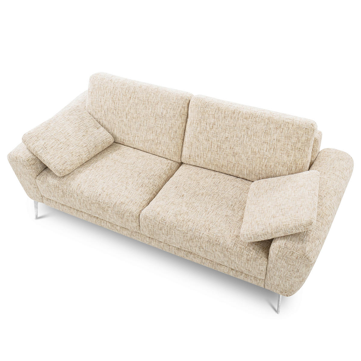 3-SITZER-SOFA SPRING in Webstoff Beige Modern  - Chromfarben/Beige, Design, Textil/Metall (187/85/92cm) - Livetastic