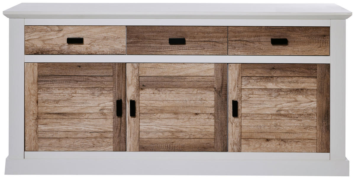 SIDEBOARD Hampton  in 158/81,3/40 cm  - Eichefarben/Schwarz, KONVENTIONELL, Holzwerkstoff/Metall (158/81,3/40cm)