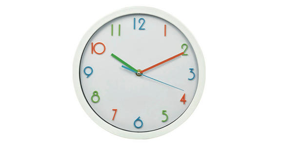 WANDUHR Blau, Grün, Rot, Weiß  - Blau/Rot, Basics, Glas/Kunststoff (25,4cm) - Ambia Home