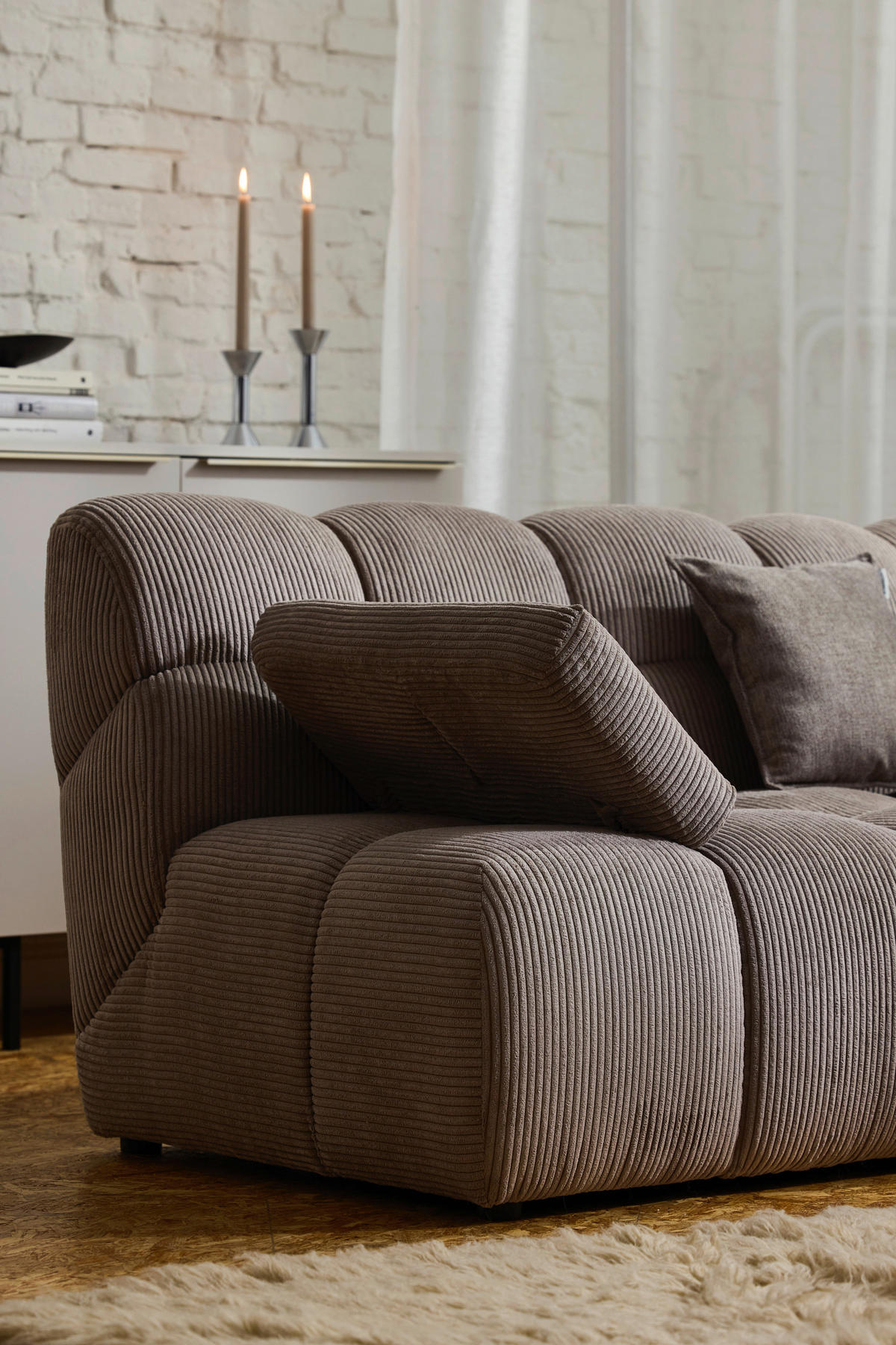 ECKSOFA Braun Cord Rücken echt  - Schwarz/Braun, KONVENTIONELL, Kunststoff/Textil (195/265cm) - Tom Tailor