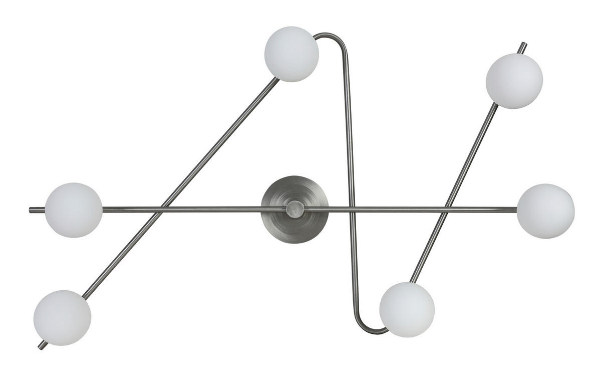 DECKENLEUCHTE 120/73/21 cm  - Weiß/Nickelfarben, Trend, Glas/Metall (120/73/21cm) - Collett's Monde