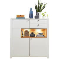 HIGHBOARD  132/138/41 cm 2 Schublade(n)  - Buchefarben/Weiß, MODERN, Holz/Holzwerkstoff (132/138/41cm) - Livetastic