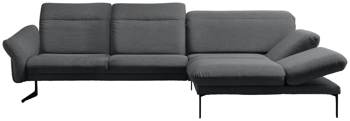 ECKSOFA in Webstoff Grau  - Anthrazit/Grau, Design, Textil/Metall (299/203cm) - Himolla