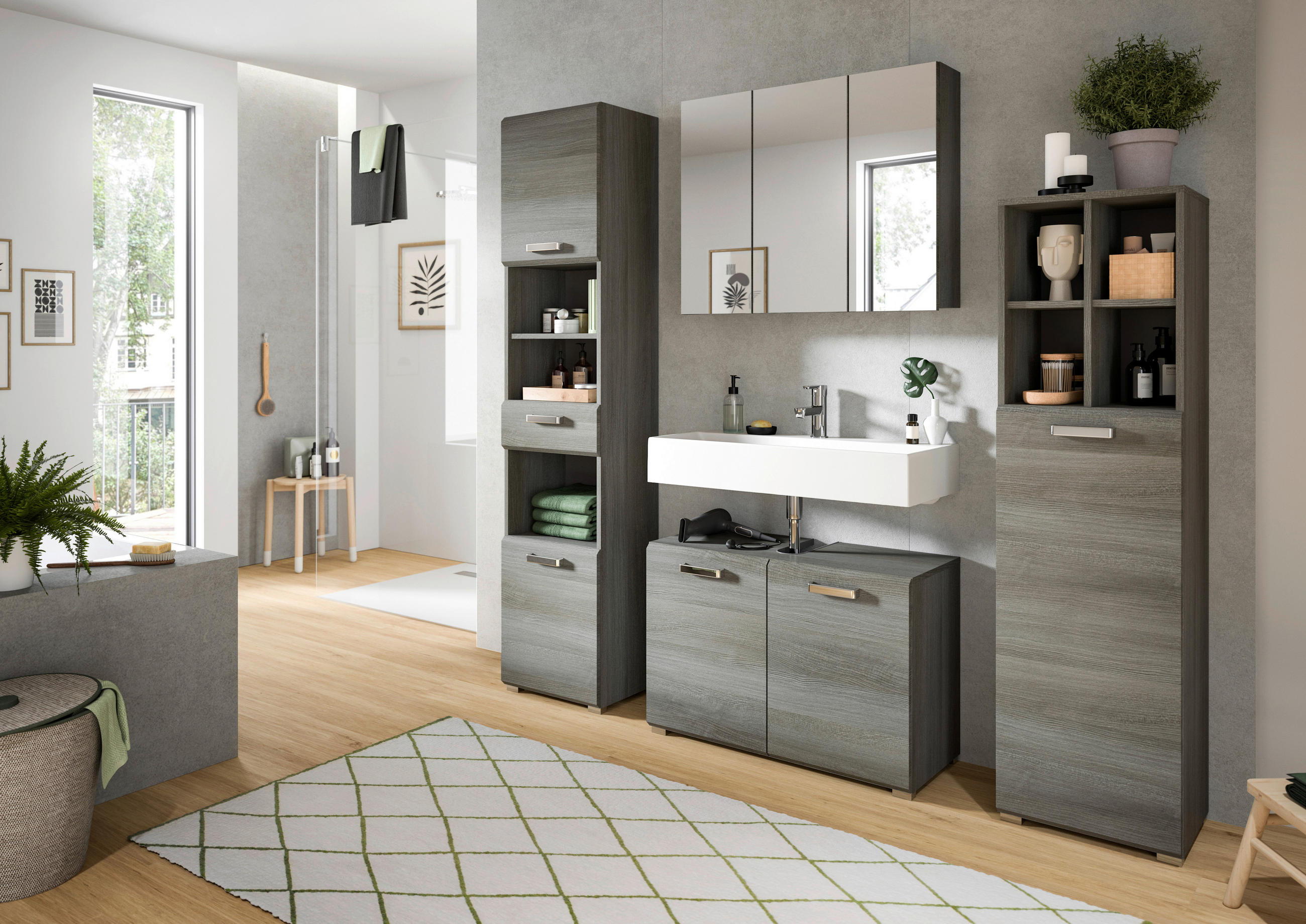 WASCHBECKENUNTERSCHRANK 80/55/37 cm  - Silberfarben/Grau, MODERN, Holzwerkstoff/Kunststoff (80/55/37cm) - MID.YOU