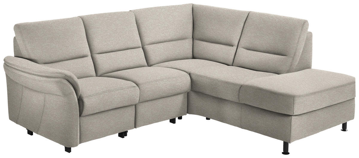 ECKSOFA in Flachgewebe Beige  - Beige/Schwarz, Modern, Textil/Metall (227/203cm) - Beldomo System