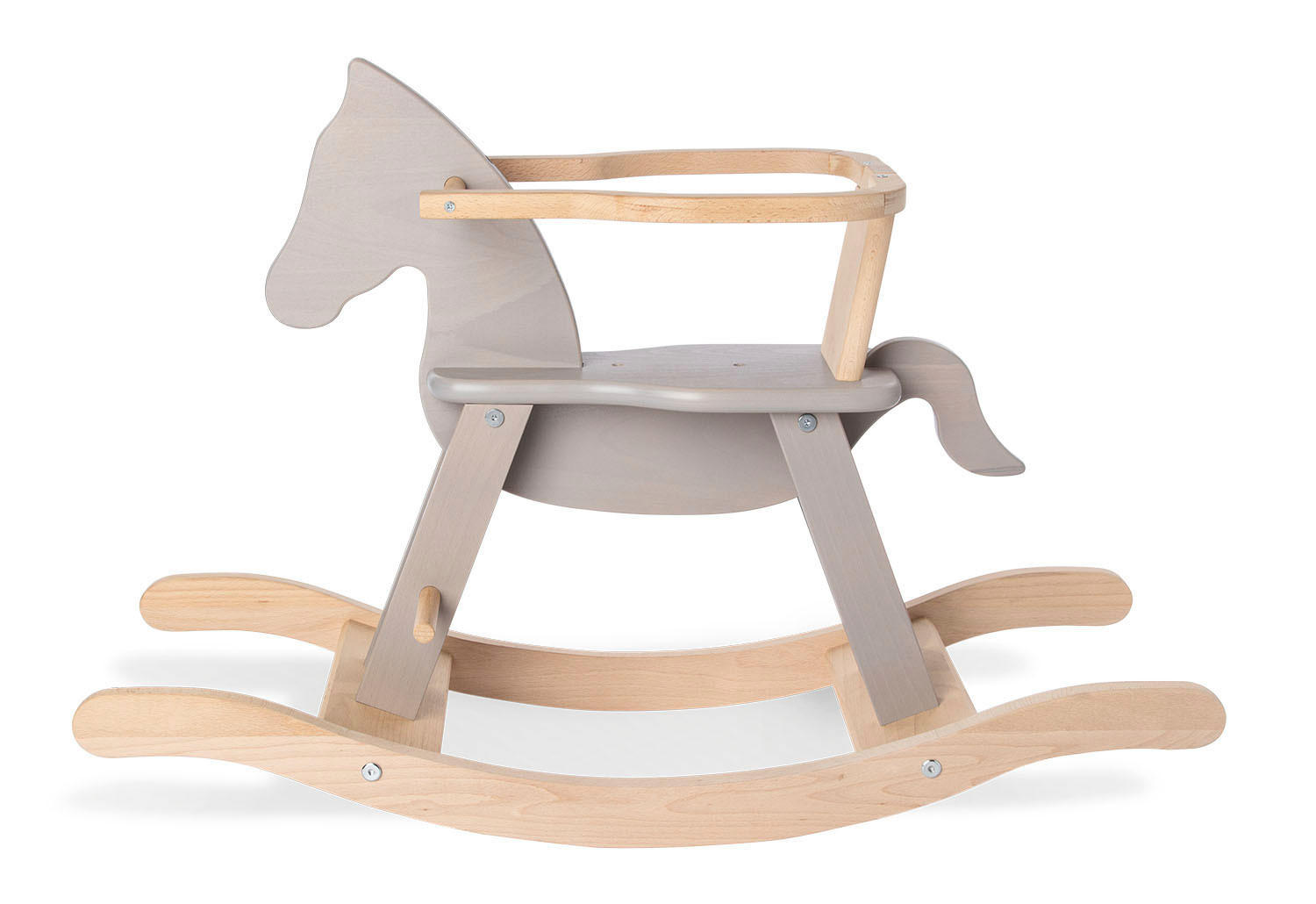 SCHAUKELPFERD - Hellgrau/Naturfarben, Basics, Holz (86/31/58cm) - Pinolino