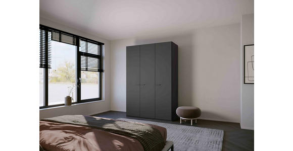 DREHTÜRENSCHRANK 151/223/60 cm 3-türig Graphitfarben - Graphitfarben, Trend, Glas/Holzwerkstoff (151/223/60cm) - Novel