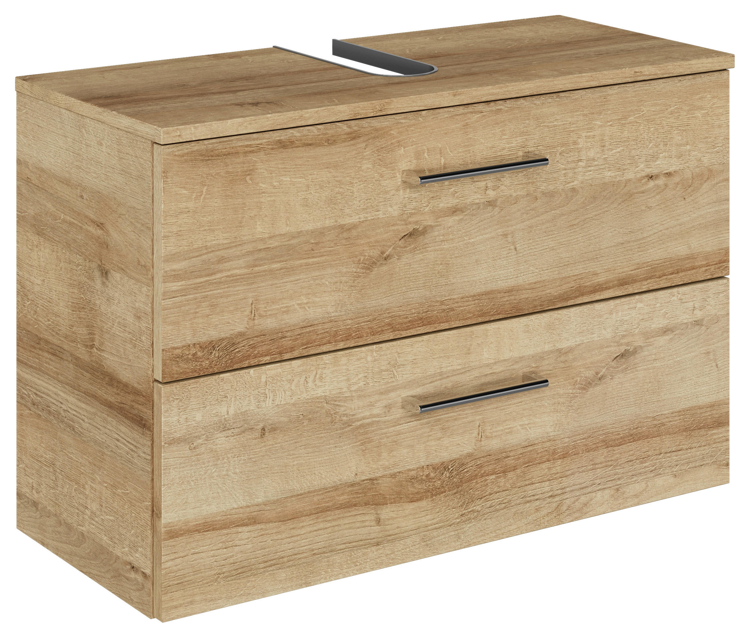 WASCHBECKENUNTERSCHRANK 75/49,8/33,3 cm  - Chromfarben/Eichefarben, KONVENTIONELL, Holzwerkstoff/Metall (75/49,8/33,3cm) - Sadena