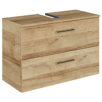 WASCHBECKENUNTERSCHRANK 75/49,8/33,3 cm  - Chromfarben/Eichefarben, KONVENTIONELL, Holzwerkstoff/Metall (75/49,8/33,3cm) - Sadena
