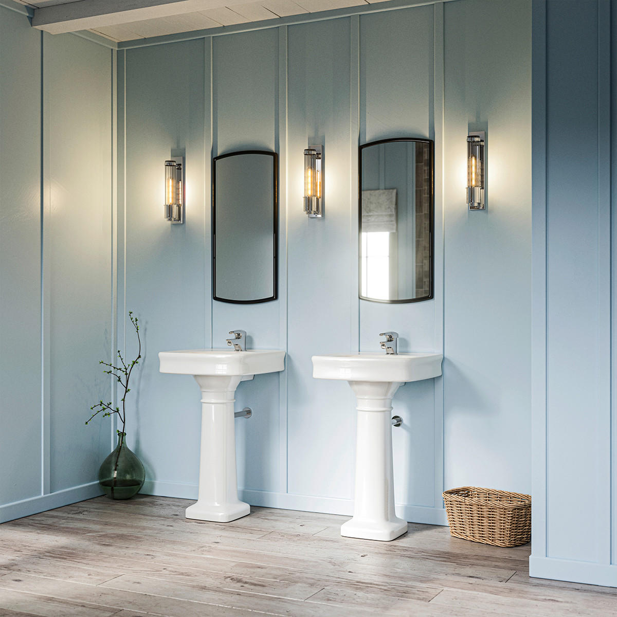 BADEZIMMER-WANDLEUCHTE - Chromfarben, Design, Glas/Metall (8.1/40/12.1cm) - Elstead Lighting