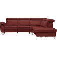 ECKSOFA in Flachgewebe Bordeaux  - Bordeaux/Beige, Design, Textil/Metall (271/242cm) - Cantus