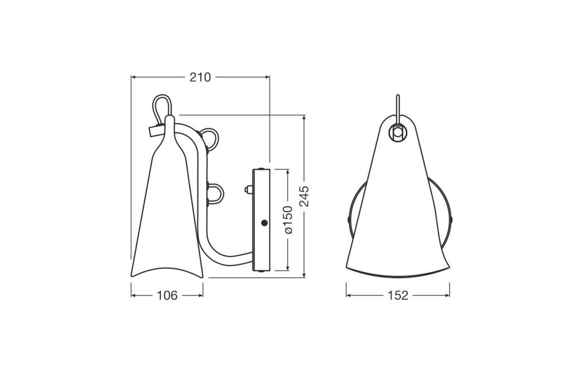 WANDLEUCHTE 15,2/21 cm   - Schwarz, Basics, Kunststoff/Metall (15,2/21cm) - Osram