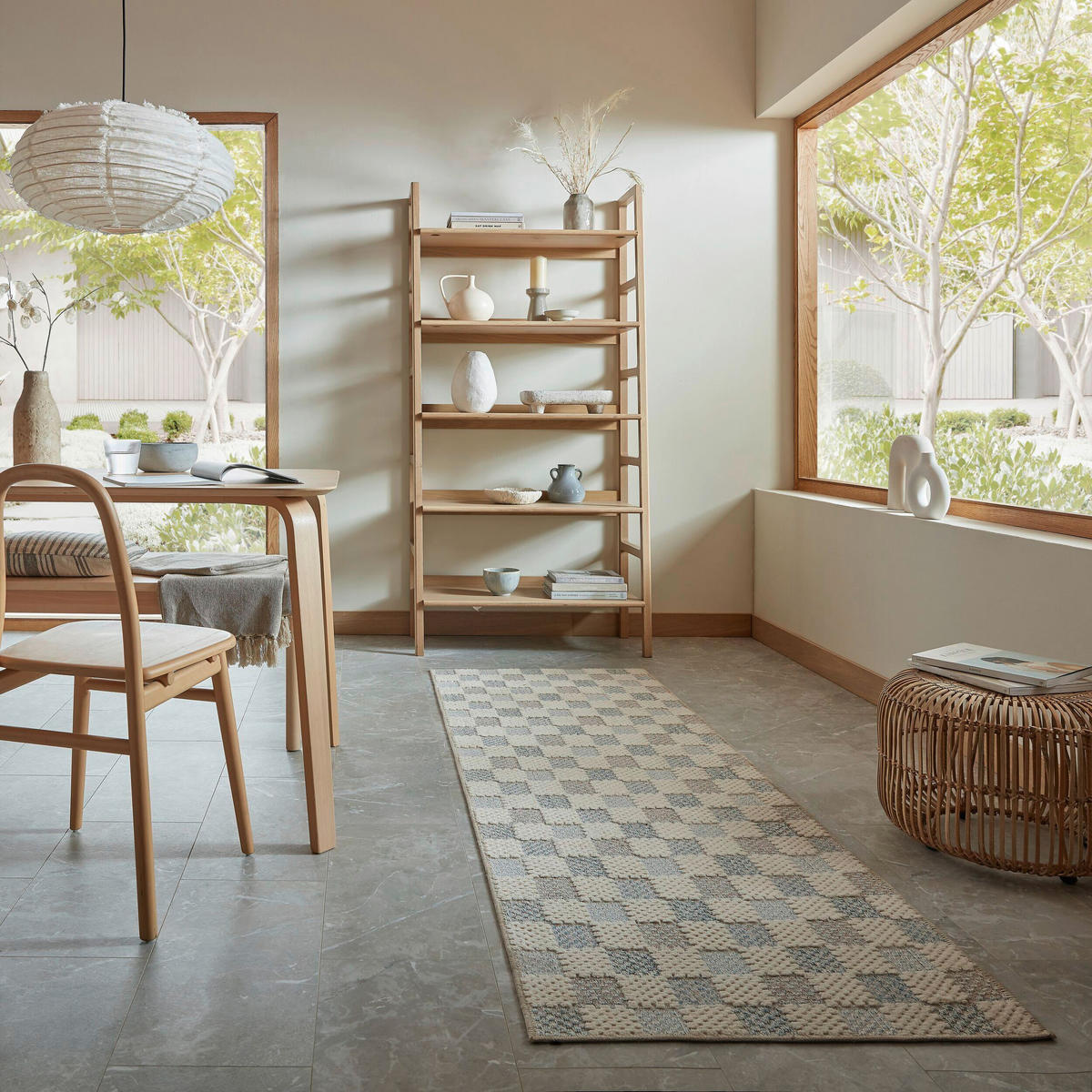 FLACHWEBETEPPICH  Wohnzimmer 80/230 cm Muted Checkerboard Blau rechteckig  - Blau, Basics, Kunststoff/Textil (80/230cm) - Flair Rugs
