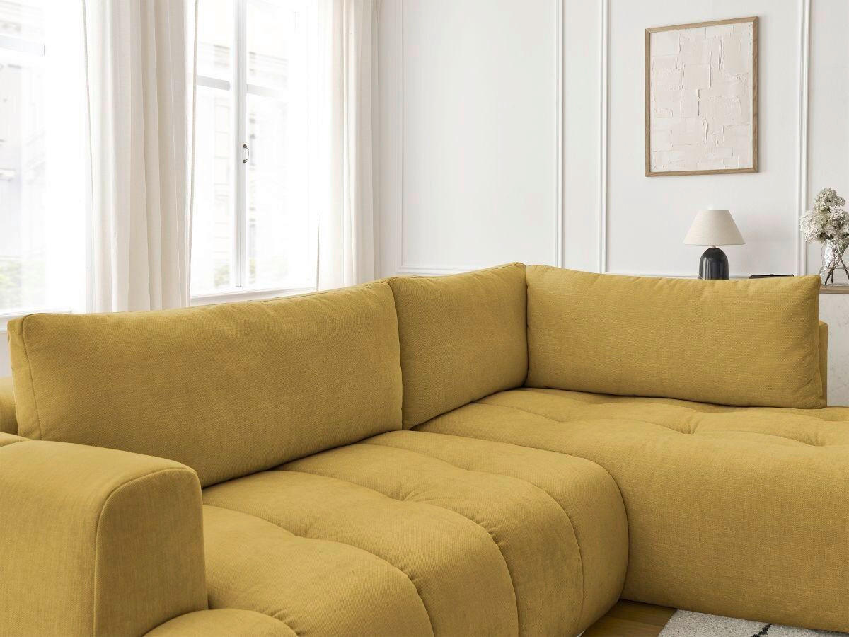 ECKSCHLAFSOFA FUJI Leinenoptik Gelb  inkl.  - Gelb/Schwarz, MODERN, Kunststoff/Textil (282/204cm)