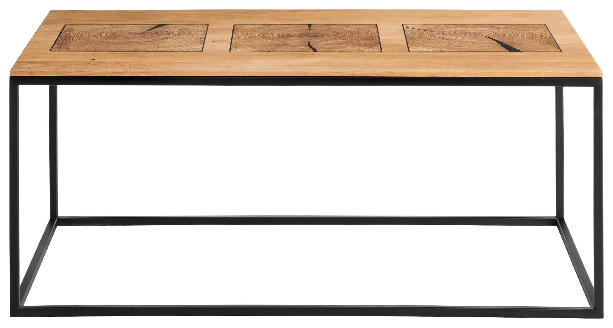 COUCHTISCH Holz, Metall 100/60/41,5 cm  - Eichefarben/Schwarz, Design, Holz/Metall (100/60/41,5cm) - Johann Jakob