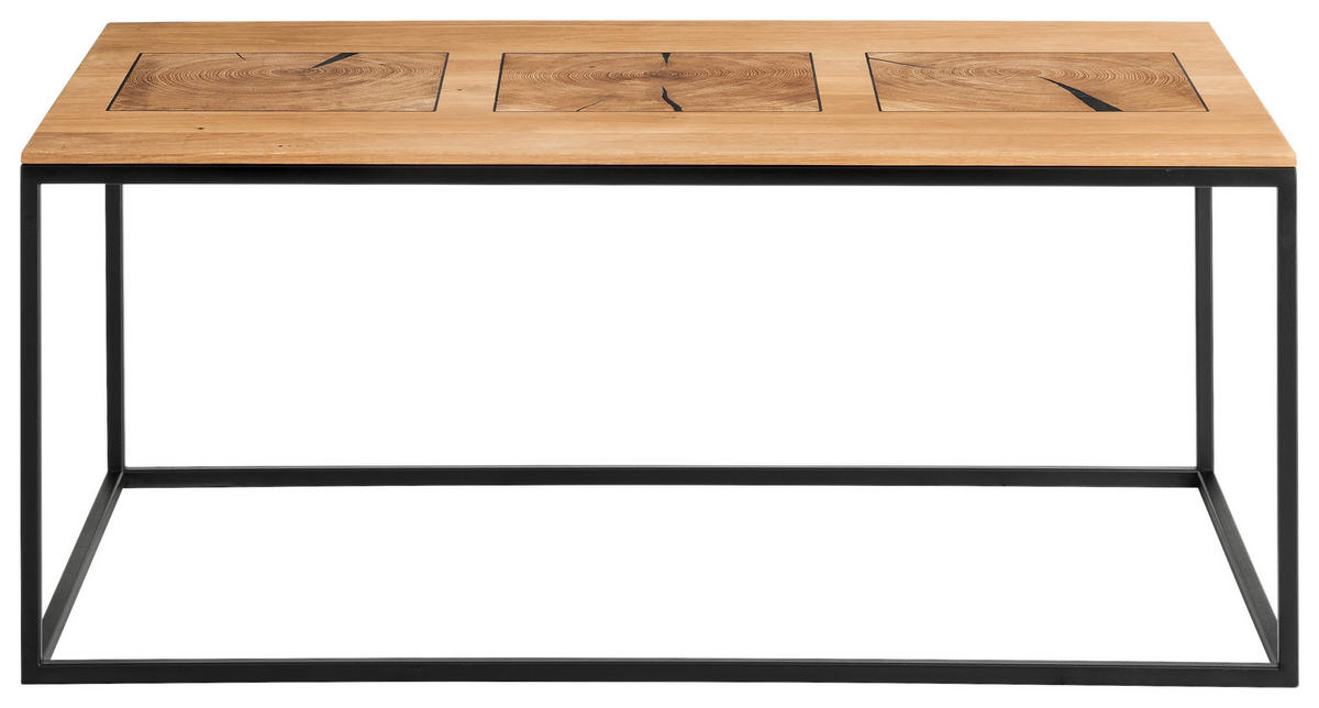COUCHTISCH Holz, Metall 100/60/41,5 cm  - Eichefarben/Schwarz, Design, Holz/Metall (100/60/41,5cm) - Johann Jakob