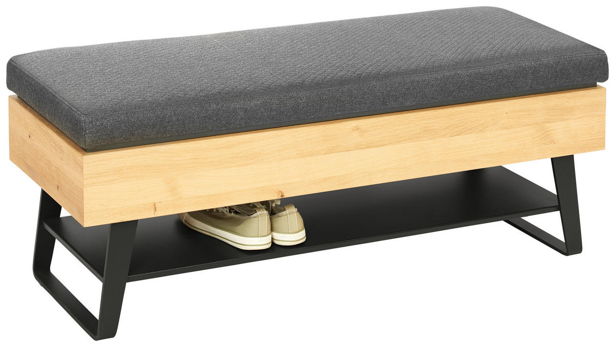 GARDEROBENBANK  in 118/48,5/41 cm  - Eichefarben/Anthrazit, Design, Holz/Textil (118/48,5/41cm) - Valnatura