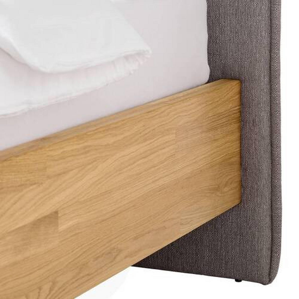 BETT 180/200 cm,  in Wildeiche, gepolstertes Kopfteil, Befestigungsmaterial,  - Wildeiche/Hellgrau, Natur, Holz (180/200cm) - home24