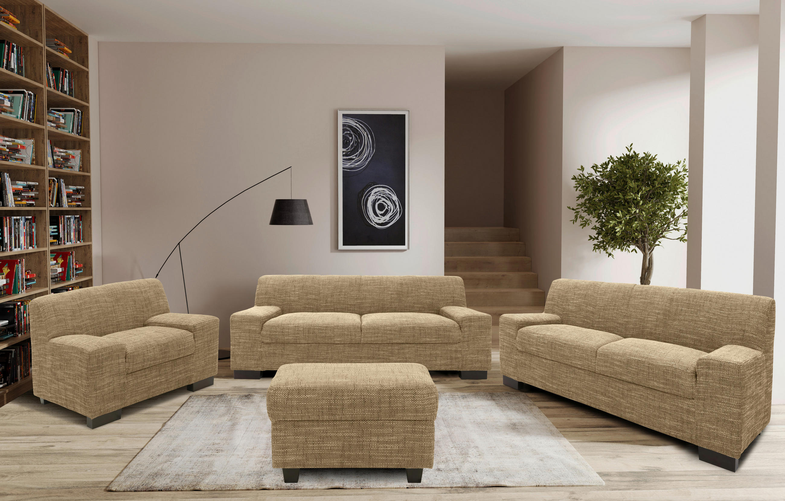 SESSEL Webstoff Braun, Beige    - Wengefarben/Beige, Design, Holz/Textil (103/69/87cm) - MID.YOU