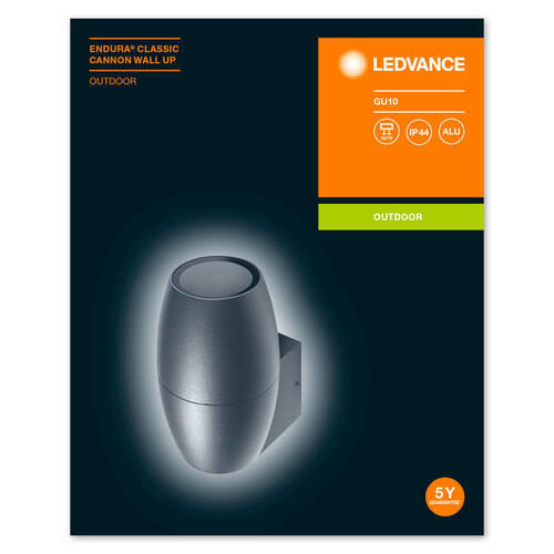 AUßENWANDLEUCHTE Endura Classic Cannon Up 9/7,5/12 cm   - Anthrazit, Basics, Glas/Metall (9/7,5/12cm) - Ledvance