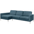 ECKSOFA Blau Chenille  - Blau/Silberfarben, KONVENTIONELL, Textil/Metall (143/284cm) - Carryhome