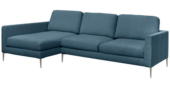 ECKSOFA Blau Chenille  - Blau/Silberfarben, KONVENTIONELL, Textil/Metall (143/284cm) - Carryhome