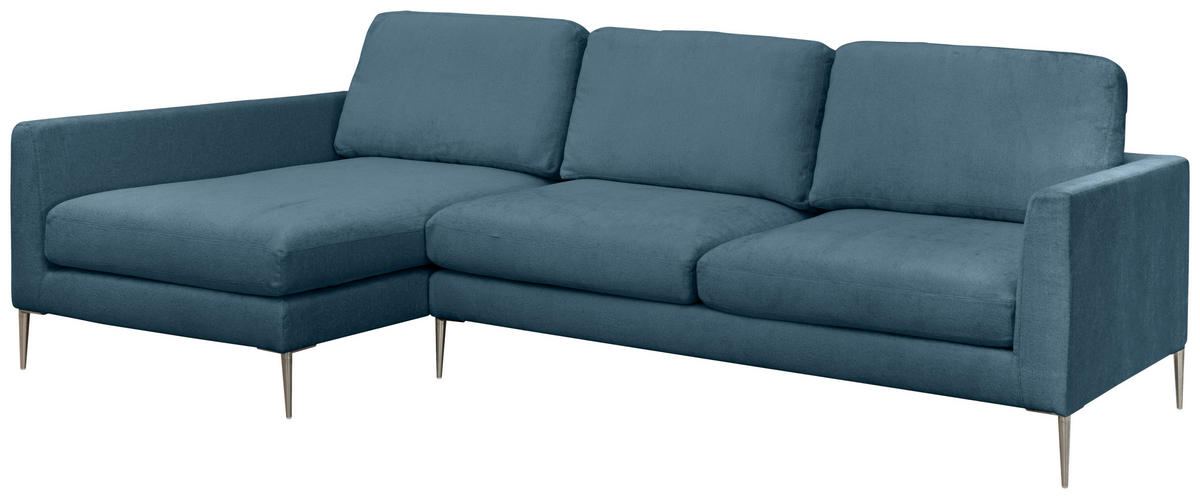 ECKSOFA Blau Chenille  - Blau/Silberfarben, KONVENTIONELL, Textil/Metall (143/284cm) - Carryhome