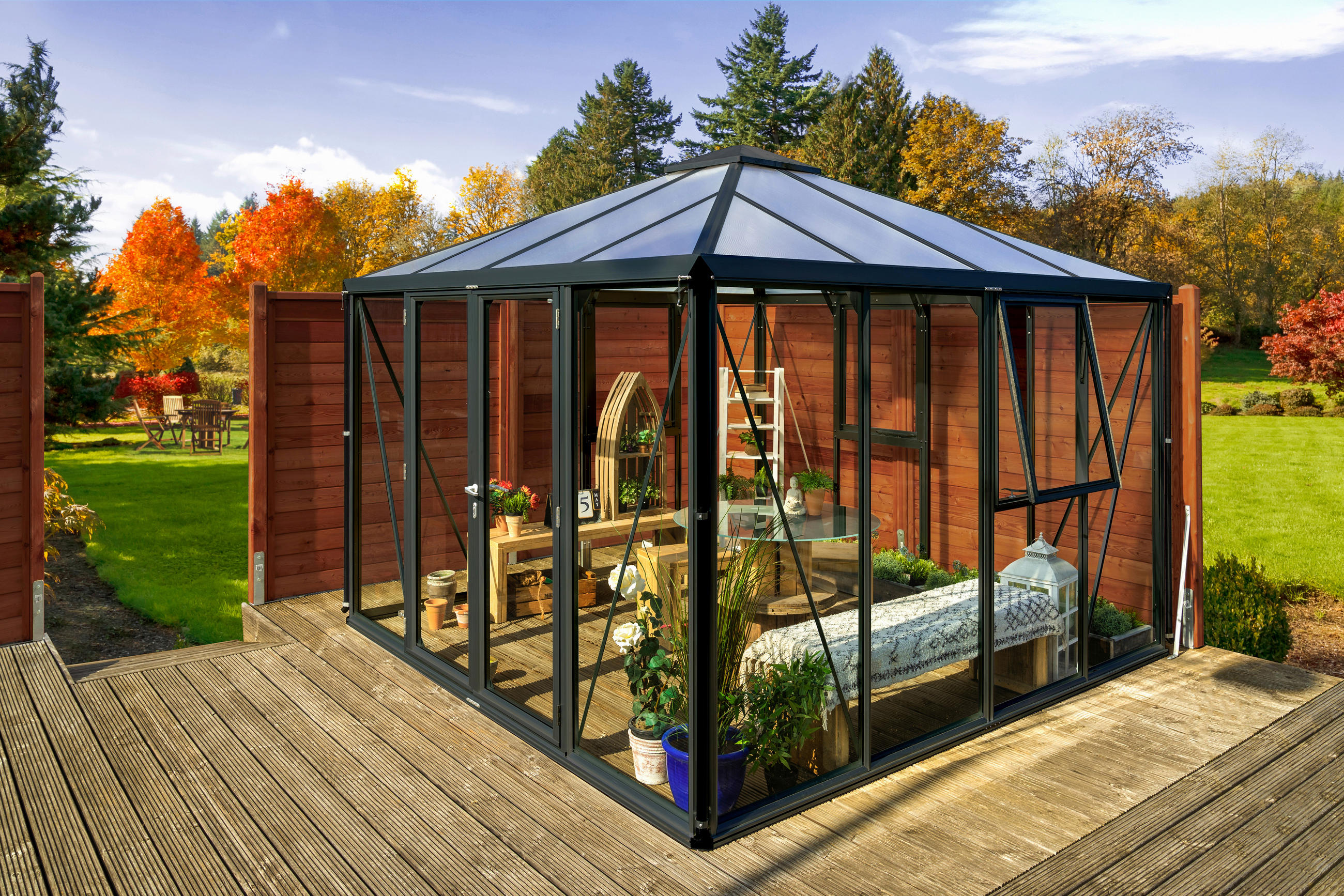 Premiumgewächshaus Fortuna Mit Pavillondach Schwarz